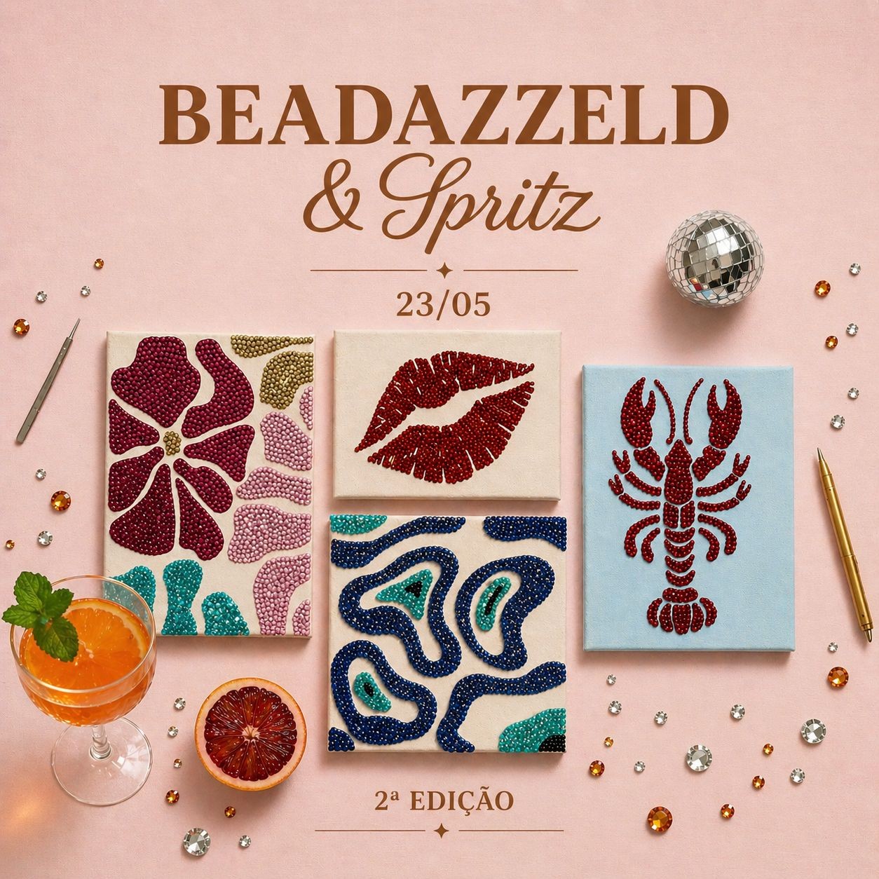 Pintura de Quadro com Cristal & Aperol Spritz